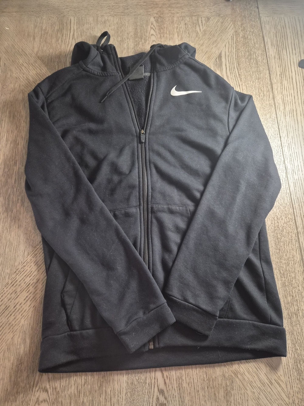 Nike Black Men’s Full-Zip Hoodie Jacket with White Swoosh